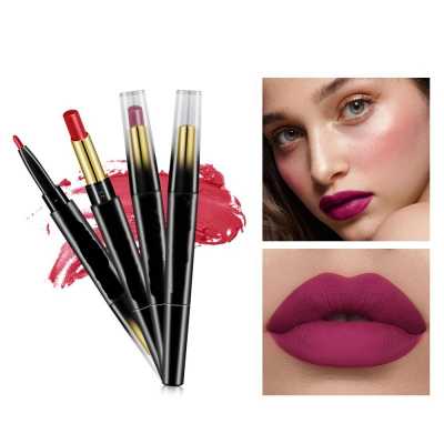 Lipstick Waterproof Nude Matte Velvet Glossy Lips Makeup Lipstick Pen+Lip Liner 15Colors Women Lip Pencil Makeup Cosmetic