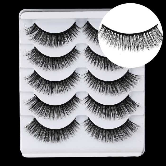 5 Pairs 3D Mink Hair Natural Cross False Eyelashes Long Messy Makeup Fake Eye Lashes Extension Makeup Beauty Tools