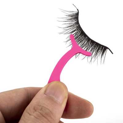 1Pc Stainless Steel Eyelashes Extension Tweezers Auxiliary Clamp Clips Practice Beauty Eye Lash Makeup Tools Black Rose Red