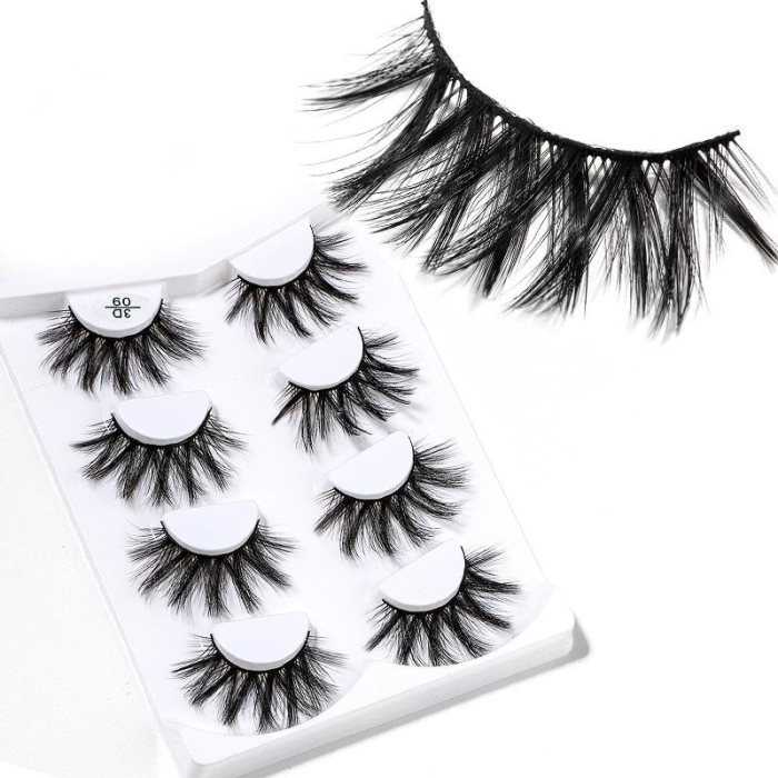 4 Pairs Wispy Fluffy Hair Criss cross False Eyelashes Eyelash Extension 3D Mink Lashes Hair Handmade  Makeup Faux Cils