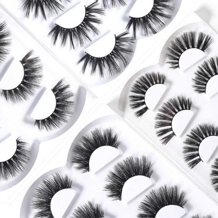 4 Pairs 25mm 3D Mink Hair Eyelashes Fluffy Natural Long Full Wispy Lashes Makeup Fake Lashes False Eyelashes Extension Beauty