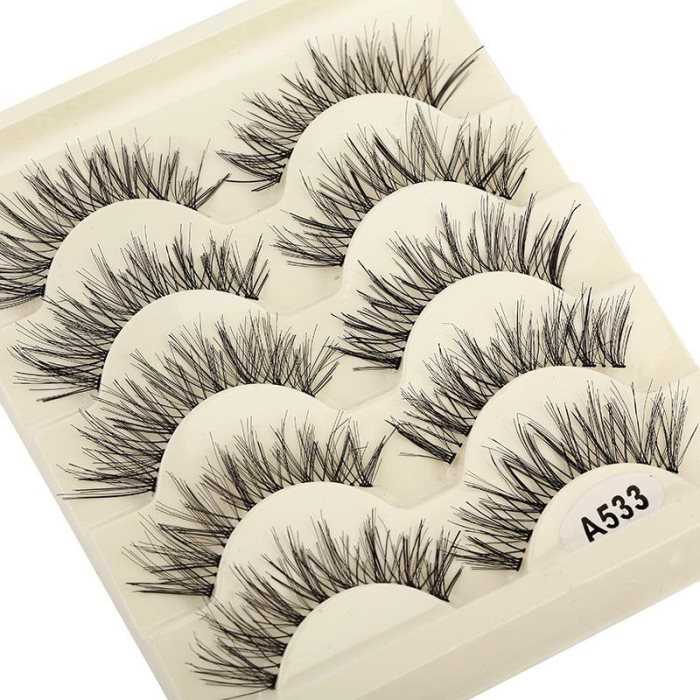 5 Pairs Natural Long False Eyelashes Makeup Natural Fake 12MM Cross Handmade Black Eye Lashes Extension Maquillaje Faux Cils
