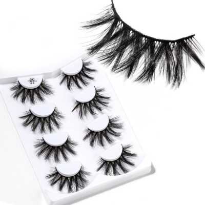 4 Pairs Wispy Fluffy Hair Criss cross False Eyelashes Eyelash Extension 3D Mink Lashes Hair Handmade  Makeup Faux Cils