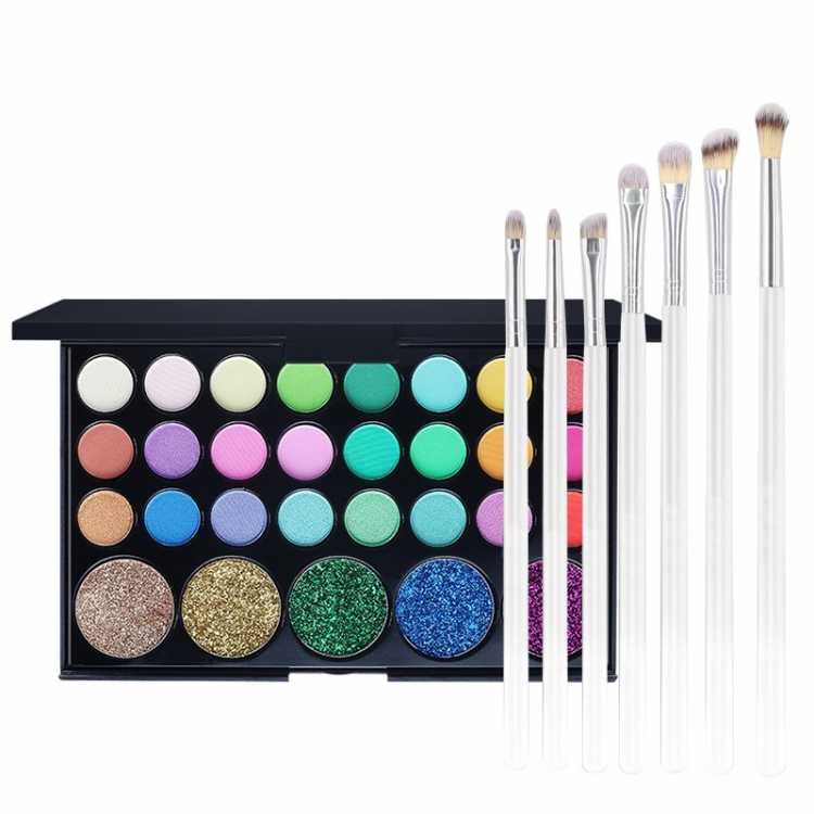 29 Colors Shimmer Matte Glitter Eye Shadow Powder Highly Pigmented + 7 PCS Brushes Makeup Set Gift Set Make Up Palle