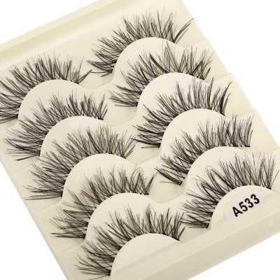 5 Pairs Natural Long False Eyelashes Makeup Natural Fake 12MM Cross Handmade Black Eye Lashes Extension Maquillaje Faux Cils
