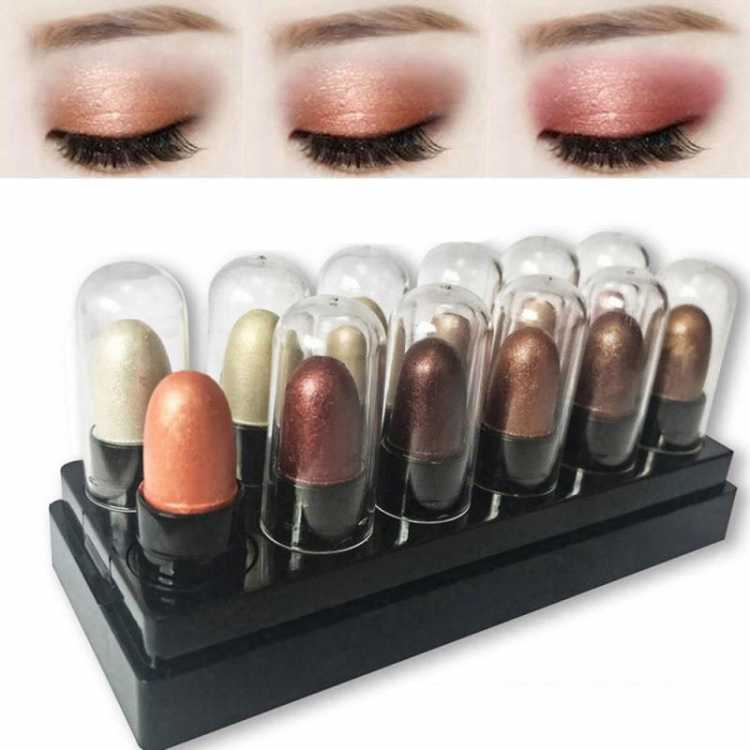 12PCS Glitter Shimmer Matte Eyeshadow Pencil Set Metallic Eye Shadow Stick Champagne Eyeliner Pen Eyes Makeup Cosmetics