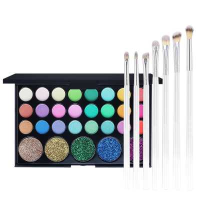 29 Colors Shimmer Matte Glitter Eye Shadow Powder Highly Pigmented + 7 PCS Brushes Makeup Set Gift Set Make Up Palle