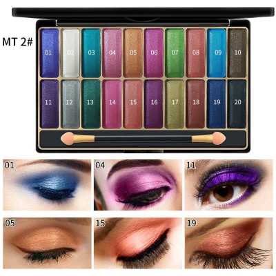 20 color Metallic Shimmer Pearlescent wet Makeup Eye Shadow Palette Satin Make up Multicolor Eyeshadow Tray Tool TSLM2