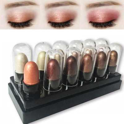 12PCS Glitter Shimmer Matte Eyeshadow Pencil Set Metallic Eye Shadow Stick Champagne Eyeliner Pen Eyes Makeup Cosmetics