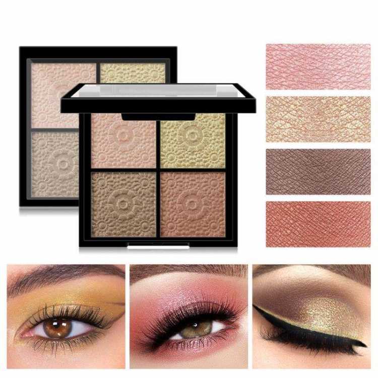 Glitter Matte Eyeshadow Palette Cosmetics Pearlescent Waterproof Beauty Makeup Four color Sequins Four Square Grid Eye Shadow
