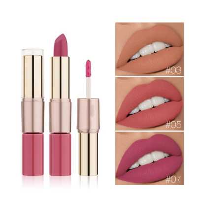 2 in 1 Matte liquid Lipstick and Matte Lip gloss Makeup Moisturizing Long Lasting Waterproof Velvet Lipstick 12 Color