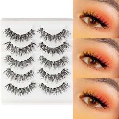New Fashion High Quality 5 Pairs Pretty Cross False Eyelashes Cute Makeup Fake Thick Eye Lashes Daily Live Natural Eye Makeup